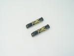 Black Foot Pegs with Brass Flames