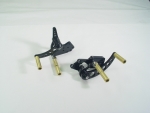 Black Forward Control Drilled 70-99+2 With Brass Plated Hollow Core Knurled Foot Pegs Fit FXST, FLST Models