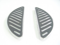 FLOORBOARDS DRIVER GLIDE TOURING BILLET DRIVER HALFMOON SLOTTED RUBBER INSERT CHROME FOR ALL HARLEYS 1985-2020 