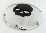 Chrome Derby Cover With Black Skull for Sportster 04-up