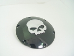 Black Domed Derby Cover With Chrome Skull 5 Holes