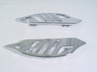 FLOORBOARDS DRIVER GLIDE TOURING BILLET DRIVER SHARK GILL CHROME FOR ALL HARLEYS 1985-2020 