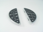 Floorboards Half Moon Contoured Rubber Insert Billet Chrome for FLST, FLHT 1986-Up