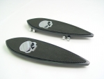 Floorboards Drive Glide Running Board Ace Skull Rubber Insert Black Billet For FLST, FLHT 1986-Up