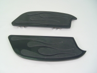 FLOORBOARDS DRIVER GLIDE TOURING BILLET DRIVER FLAMES RUBBER PADDED BLACK FOR ALL HARLEYS 1985-2020 