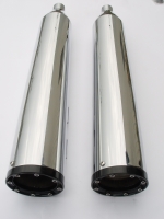 MUFFLERS 4 1/2 INCH FOR HARLEY ALL DRESSER & GLIDES 1985-2016 CHROME W/ TORIX EXHAUST TIP BLACK