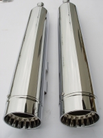 MUFFLERS 4 1/2 INCH FOR HARLEY ALL DRESSER & GLIDES 1985-2016 CHROME W/ CFR TYPE ID CONTRAST EXHAUST TIP CHROME