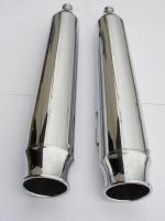 MUFFLERS 4 1/2 INCH FOR HARLEY ALL DRESSER & GLIDES 1985-2016 CHROME W/ BELL EXHAUST TIP CHROME