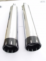 MUFFLERS 4 1/2 INCH FOR HARLEY ALL DRESSER & GLIDES 1985-2016 CHROME W/ DAGGER EXHAUST TIP BLACK