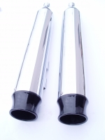 MUFFLERS 4 1/2 INCH FOR HARLEY ALL DRESSER & GLIDES 1985-2016 CHROME W/ BELL EXHAUST TIP BLACK