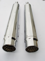 MUFFLERS 4 INCH FOR HARLEY ALL DRESSER & GLIDES 1985-2016 CHROME W/ CFR TYPE ID CONTRAST EXHAUST TIP CHROME