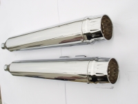 MUFFLERS 4 INCH FOR HARLEY ALL DRESSER & GLIDES 1985-2016 CHROME W/ CFR TYPE OD & ID CONTRAST EXHAUST TIP CHROME