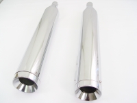 MUFFLERS 4 INCH FOR HARLEY ALL DRESSER & GLIDES 1985-2016 CHROME W/ VORTEX EXHAUST TIP CHROME