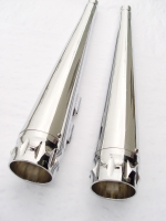 MUFFLERS MEGAPHONE FOR HARLEY ALL DRESSER & GLIDES 1985-2016 CHROME W/ DIAMOND EDGE EXHAUST TIP CHROME