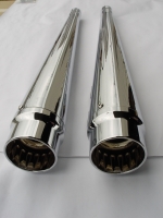 MUFFLERS MEGAPHONE FOR HARLEY ALL DRESSER & GLIDES 1985-2016 CHROME W/ CFR TYPE ID CONTRAST EXHAUST TIP CHROME  